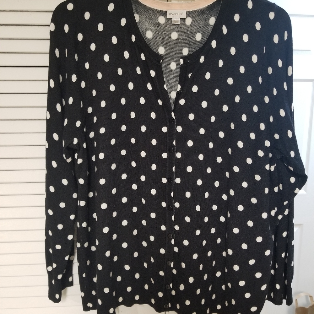 Avenue black white polka dot sweater